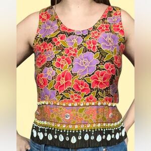 VTG Y2K sleeveless floral top with shell trim Samson & Co size S/M